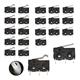 20 Stück 3-poliger Mini-Mikroschalter, Hebel-Typ, 5A, 125/250V für 3D-Drucker, Sicherheitsanlagen und Automatisierungsprojekte, KW11-3Z mit 10 geraden und 10 gebogenen Hebeln