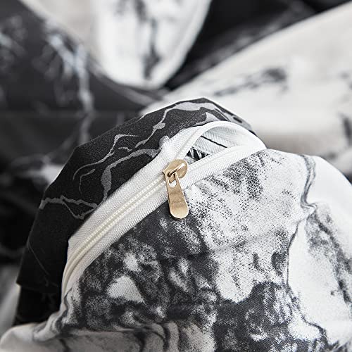 ARYURBU Marmor Bettwäsche Set 2tlg, Schwarz Weiß Marmoriert Bettbezug 135x200cm + Kissenbezug 80x80cm, Daunendecke Bettdecke Cover, Kinder Mädchen Einzelbett Wendebettwäsche - Image 8