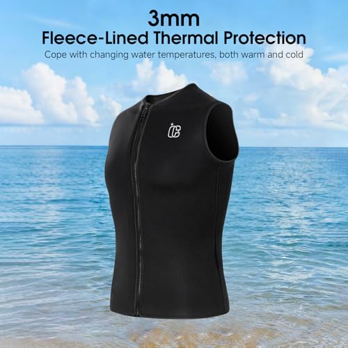 Chaleco de buceo para hombre sin mangas 3mm, camiseta de snorkel de nylon y neopreno, top de neopreno térmico y protector solar para buceo y actividades acuáticas miniatura 3
