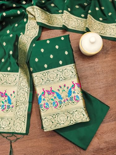 Image of DEVANGI Women's Pathni Banarasi Silk Unstitched Salwar Suit Dress Material With Dupatta