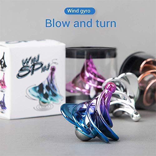KKPOT Spinning Top, Wind Gyro, Portable Wind Blow Turn Gyro Desktop Decompression Toys