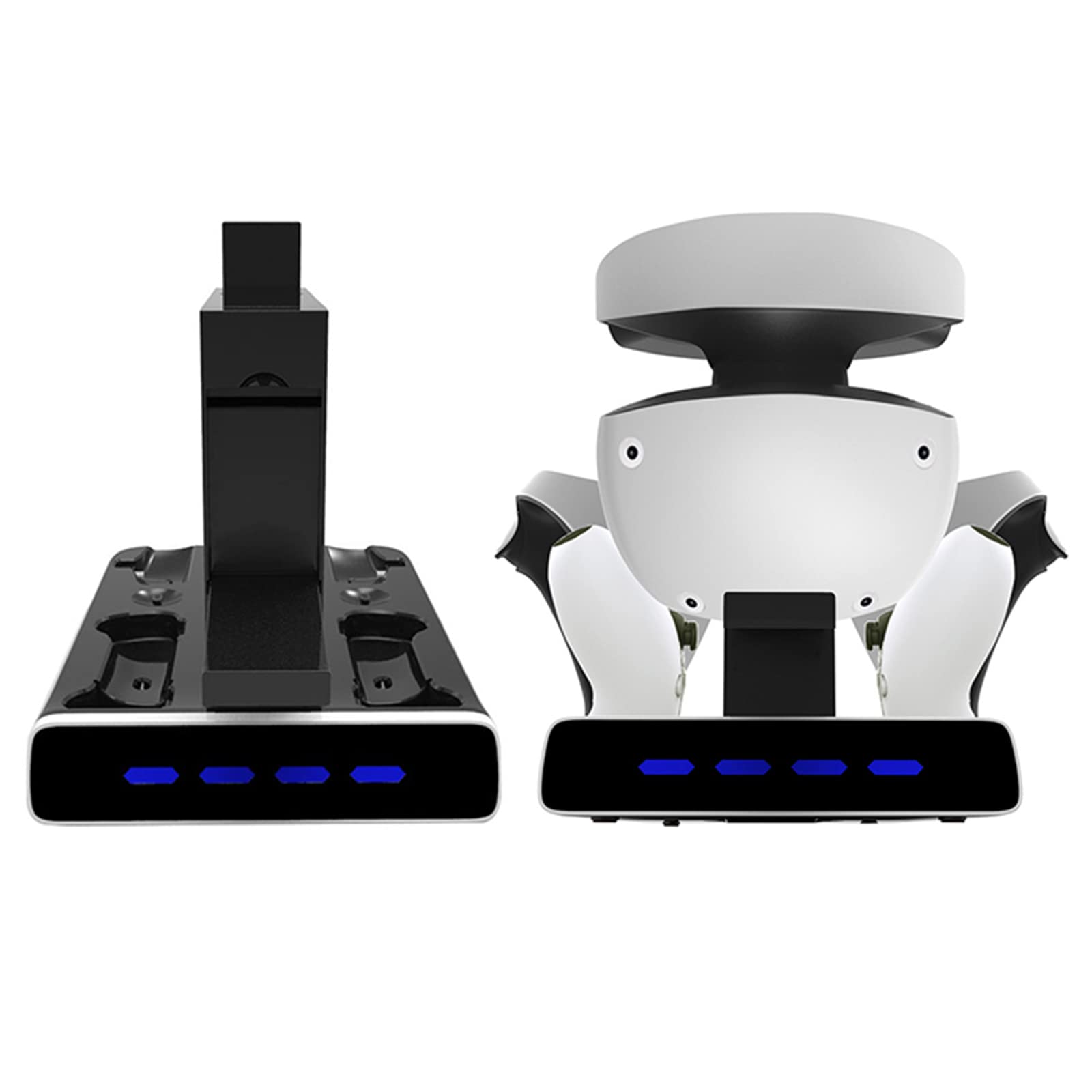 Stazione di ricarica per controller PS VR2/PS5, base per dock di ricarica a 4 maniglie con indicatore luminoso, supporto verticale per cuffie PSVR2 e controller