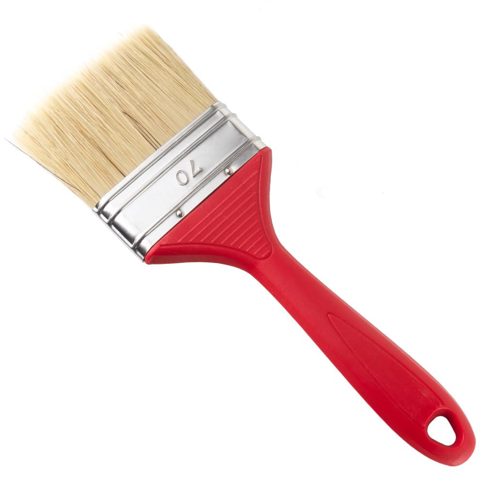 Pennello piatto | Pennello da pittura | con manico in plastica rossa | Larghezza: 20 30 40 50 60 70 80 100 mm (25 pezzi, 70 mm)