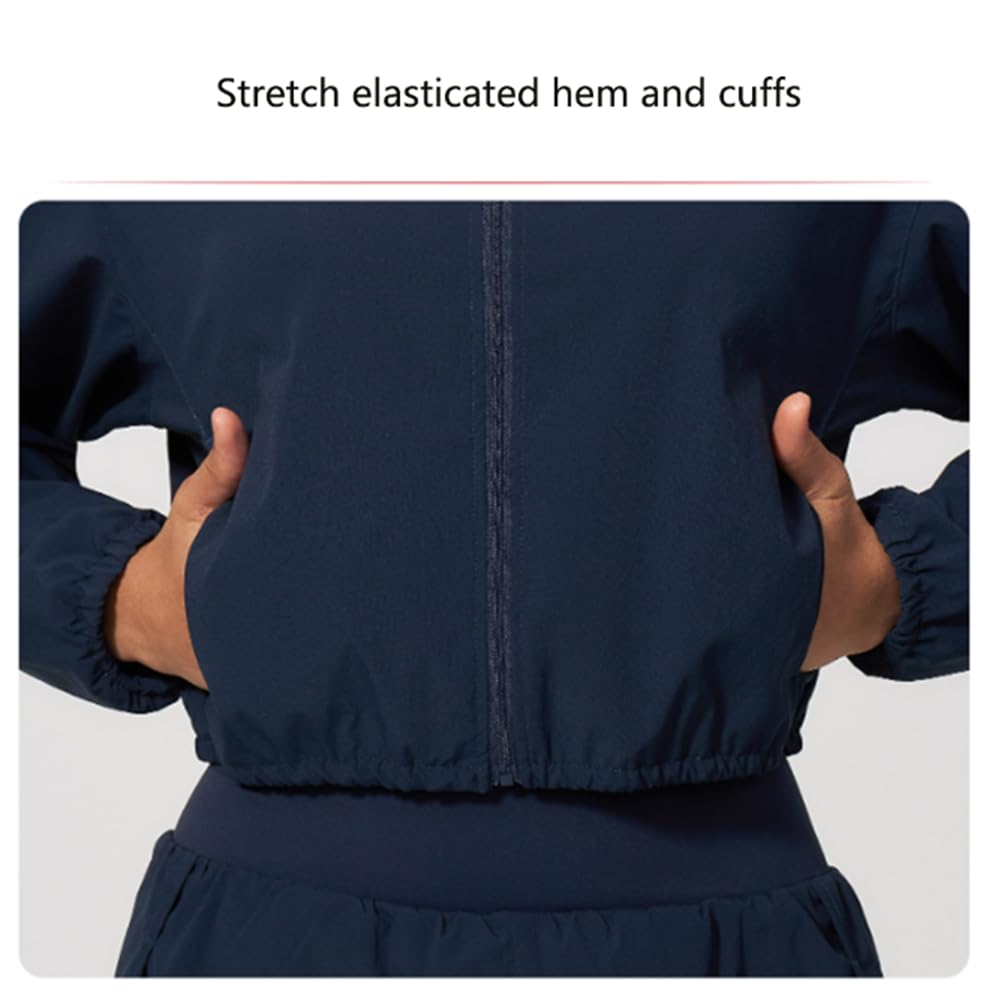 Abbigliamento sportivo asciugatura rapida completo elastico e traspirante | Giacca corta collo alto con zip protettiva dal sole abbinata a shorts 2-in-1 completo allenamento due pezzi leggero