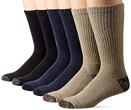 Carolina Ultimate Men's Midweight Cushion Casual Boot Crew Socks 6 Pair Pack, Assorted, Large