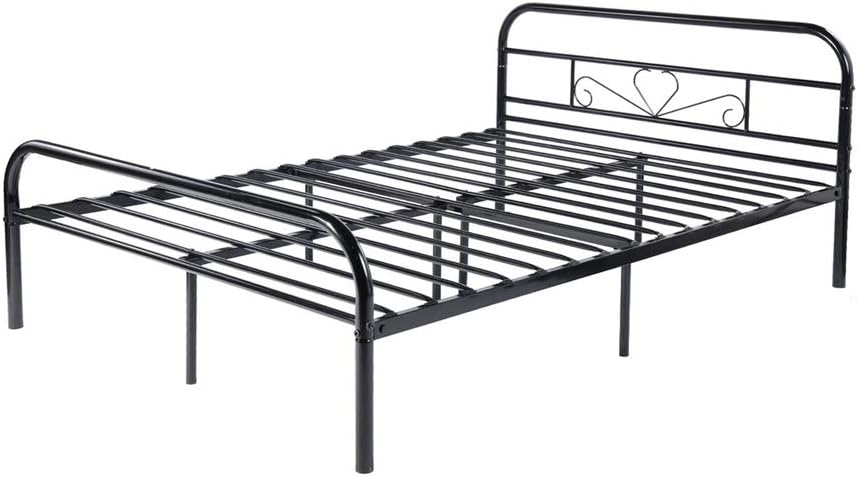 GreenForest Full Bed Frame 11 Inch Platform Bed with Headboard, Stable Metal Slats Boxspring Replacement Mattress Base, Black