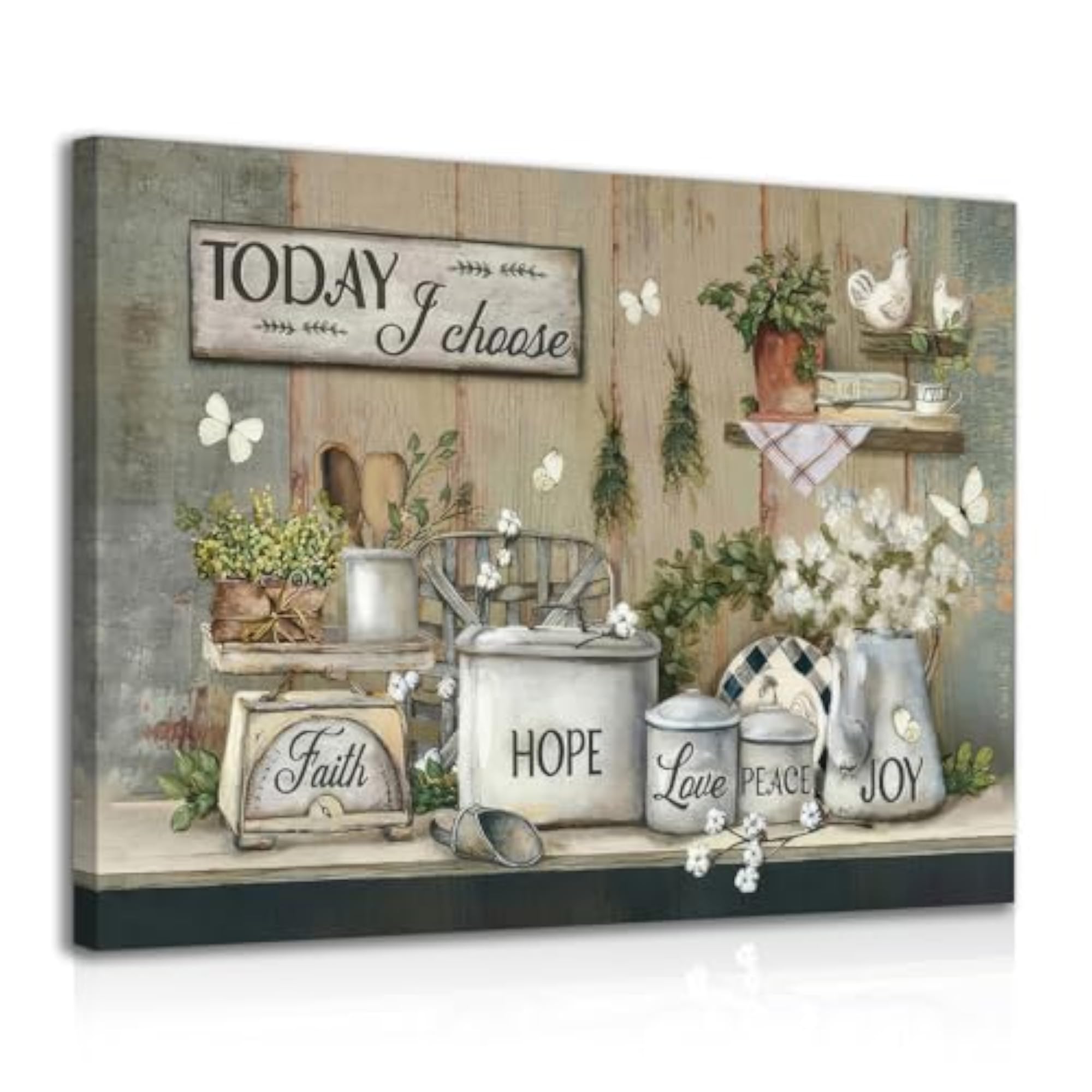 Framed Rustic Kitchen Wall Art Decor, Motivational Quotes Poster