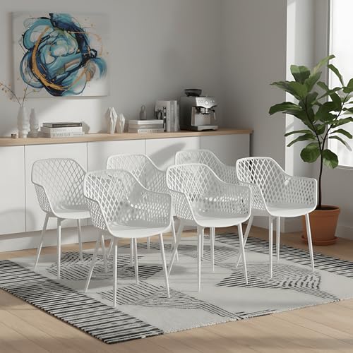 buybyroom Gartenstuhl 6er Set, Outdoor Stuhl mit Armlehne,...