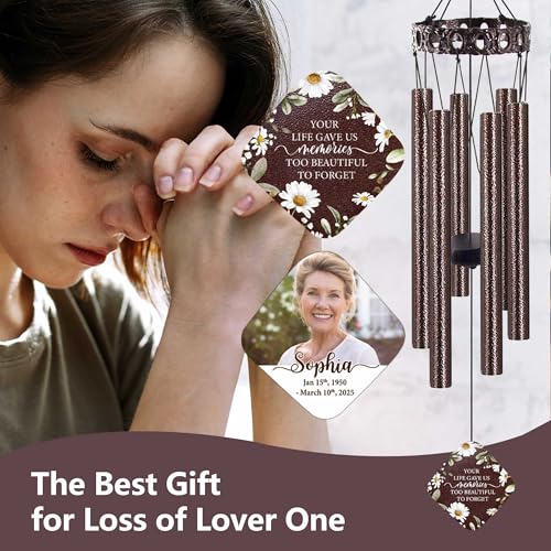 Image of ASTARIN Personalized Memorial Wind Chimes, Customized Wind Chime for Loss of Loved One /Mother /Father, Wind Chimes for Outside Garden Decoration, Sympathy Gifts for Women /Man