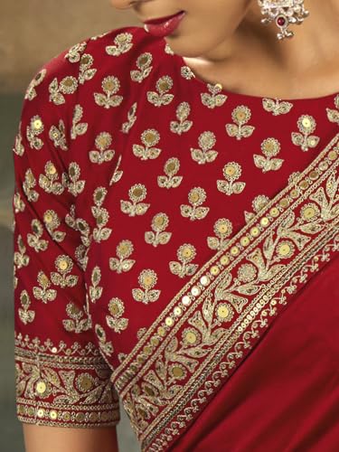 PANASH TRENDS red sequence work silk saree in art silk – image 4