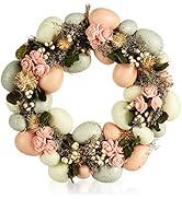 Easter wreath with flowers and eggs, decorative table wreath, door wreath with hanger, stylis...