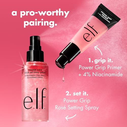 Image of e.l.f. Power Grip Rose Setting Spray, Grips Makeup for Lasting Wear & Glistening, Glowy Finish, Made with Niacinamide, Vegan & Cruelty-Free