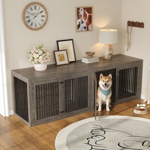 Image of AMERLIFE 128 inch Extra Large Dog Crate Furniture, 3-in-1 Corner Dog Kennel