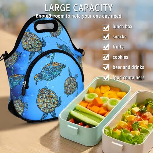 Violet Mist Lancheira de neoprene com alça de ombro ajustável, bolsa de almoço isolada para mulheres