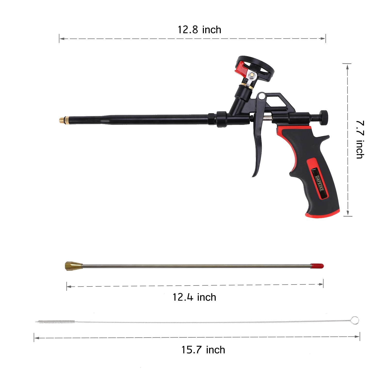 Pistola a spruzzo estesa per isolamento in schiuma, 63 cm, pistola a spruzzo in teflon, pistola per schiuma espandibile, per isolamento e calafataggio, nero
