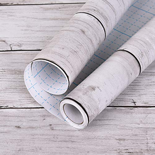 White Grey Wood Self-Adhesive Wallpaper 17.71 in × 32.8 Ft Wood Grain Contact