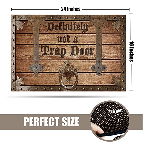Definitely Not A Trap Door Funny Front Door Mat Ultra Durable Humor Porch Decor Doormat Indoor And Outdoor Welcome Mat Heavy Duty Non-Slip 3D Simulation Door Panel Illusion Rug, Shipped Rolled 24“X16” #TOP1
