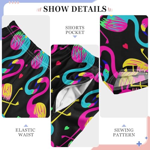 Aloha Flamingo Love Heart Boys Long Pants Soft Trousers Elastic Waist Kids Lounge Bottoms with Pockets S-XL4