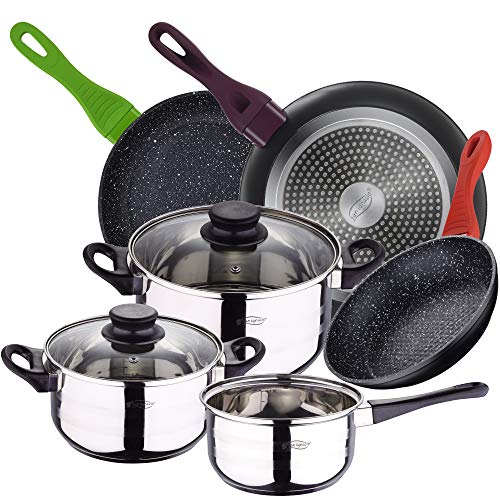 San Ignacio Toledo Bateria de Cocina de 5 Piezas en Acero Inoxidable con Juego de sartenes...