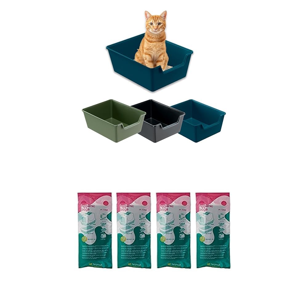 Bac à litière d'angle grand chat Ferplast plastique noir toilette chat XL