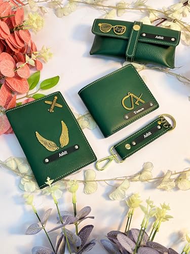 Image of Thebaegift Personalized Name & Charm Leather Wallet Mens Combo Giftset | Customized Birthday Anniversary Wedding Engagement Office Gifts for Man| Gift for Men| Fathers Day Gift for Dad Father
