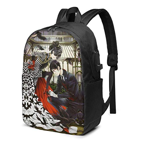 Preisvergleich Produktbild Lsjuee Black Butler Interessante Tasche Rucksack USB Rucksack 17 in