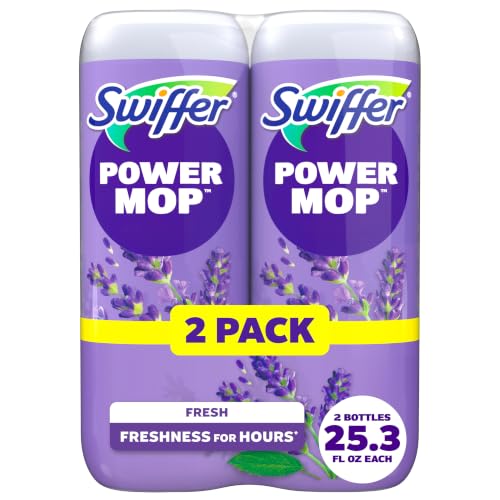 Swiffer Power Mop Refill Solution, Floor Cleaner for Mopping Tile, Vinyl, Laminate, Wood in Home, Bathroom, Kitchen, All Purpose Multi-Surface Solution for Floor Cleaning, Lavender Scent, 50.6oz