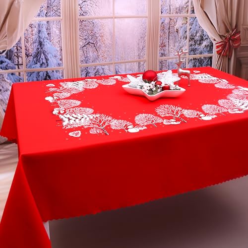 DECOOR Festliche Weihnachtstischdecke 110 x 155 cm Schmutzabweisend...