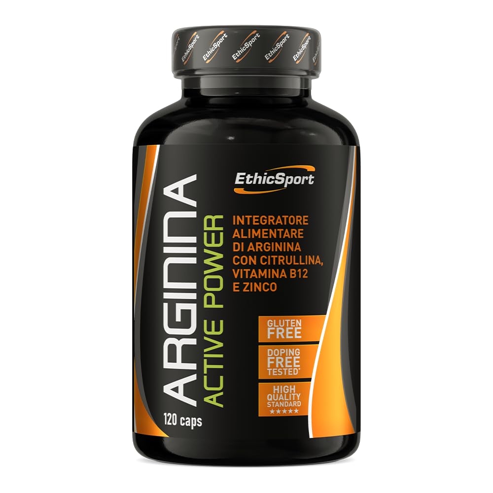 Arginina Active Power EthicSport – L-Arginina 3000mg con Citrullina, Zinco e Vitamina B12 – Integratore per sport di forza, potenza e attività intense – 120 capsule