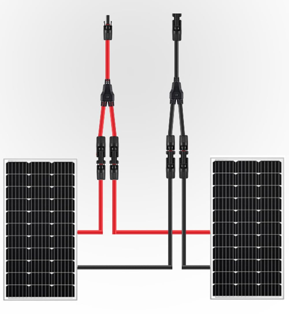 5 par równoległych złączy solarnych, rozdzielacz Y, 1Y2, 10 AWG, złącze kabla słonecznego (czerwone i czarne)