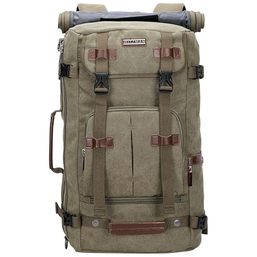 Image of WITZMAN Canvas Backpack for Man Vintage Travel Backpack Large Laptop Backpack Convertible Shoulder Rucksack
