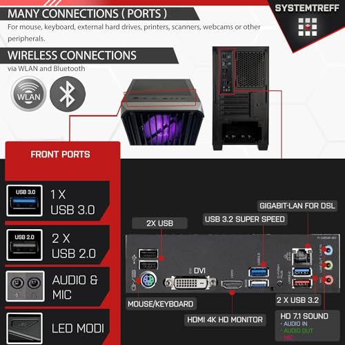SYSTEMTREFF PC Gamer Basique AMD Ryzen 7 5700X 8x4.6GHz | Nvidia RTX 3050 6GB | 512Go M.2 NVMe | 16Go DDR4 RAM | Windows 11 | Ordinateur de Bureau WLAN pour Les Joueurs, Les Gamers – Image 5