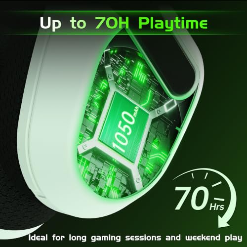 Image of Gvyugke Wireless Gaming Headset for Xbox Series X /S, Xbox One, PS5, PC, Bluetooth 6.0 Gaming Headphones with Flip-to-Mute Noise-Canceling Mic, 70-Hour Playtime, Foldable, 3D Surround Sound - White