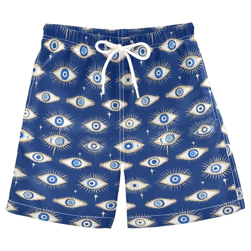 JUNZAN Evil Eye Magic Blue Boys Toddler Swim Trunks Boy Swimsuit Beach Swim Shorts 2T Quick Dry