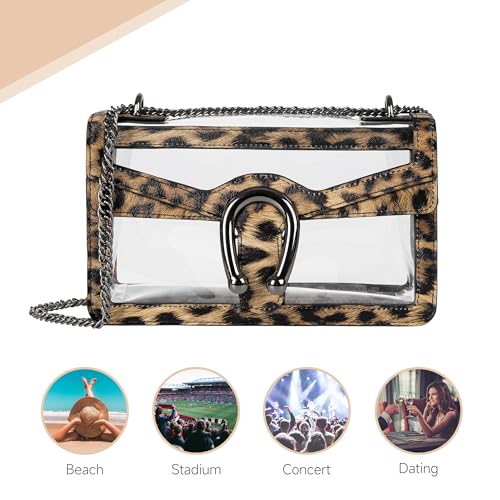 Image of Joryin Women's Stadium Approved Crossbody Bag for Women, Small Clear Bag Shoudler Purse with Chain Strap