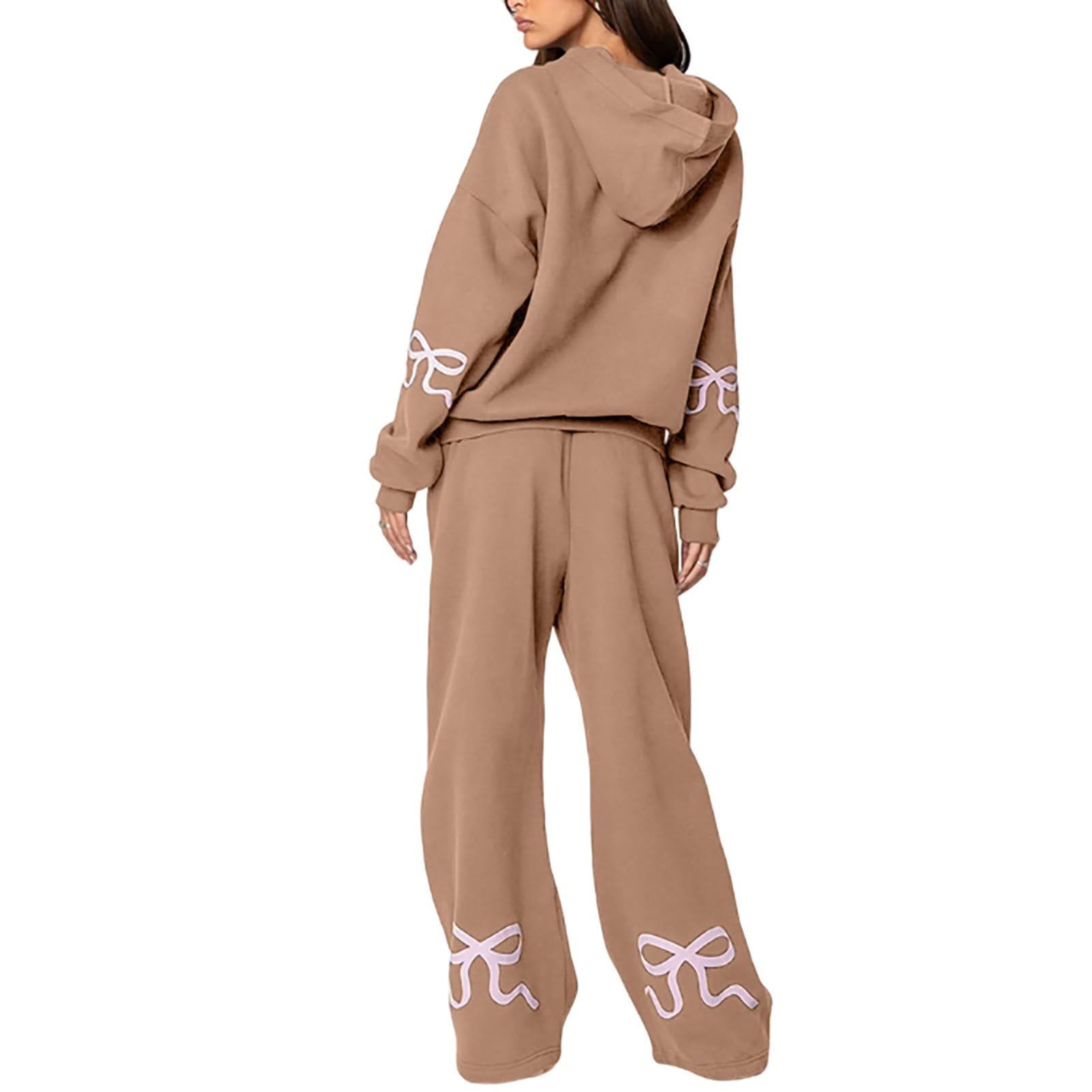 Tuta Donna Completa Di 2 Pezzi Da Donna Tute Autunnali Felpa Con Cappuccio Oversize Con Fiocco A Maniche Lunghe Pantaloni Da Tuta Set Da Salotto
