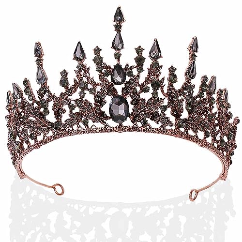 Florry Baroque Crowns Crystal Tiaras and Crowns Wedding Queen Crowns for Brides Halloween Costume Bridal Tiaras Hair Accessories for Women and Girls (Black)