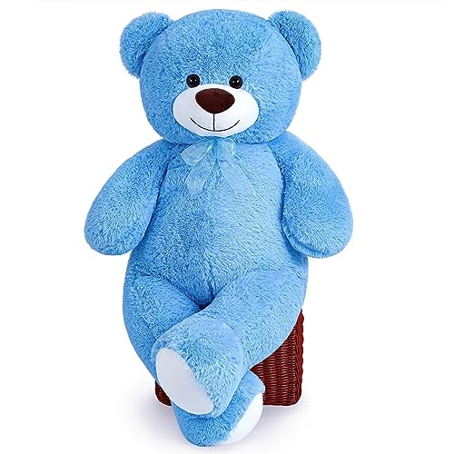 SNOWOLF XXL Oso de Peluche Lindo Animal de Peluche Juguetes 110cm Oso Grande Muñeco de Peluche Regalo para Niños Niñas Cumpleaños Navidad Día de San Valentín (3.6ft/ 43.3inch, Azul)