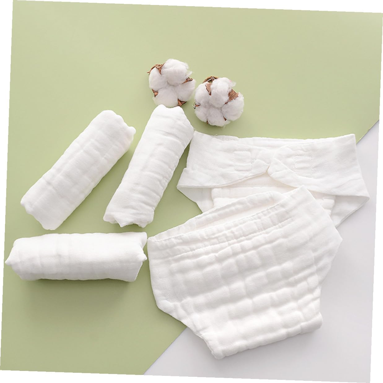 Pañales de Tela Reutilizables para Ñiño de Algodón Blanco, Paquete de 5 Piezas, Suaves, Absorbentes Secado Rápido para Uso Diario en Casa