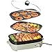 Elektryczny grill do grilla, przenośne grillowanie i pieczenie z wbudowaną tacą ociekową, wszechstronna regulacja temperatury patelni z 3 patelnią grillową