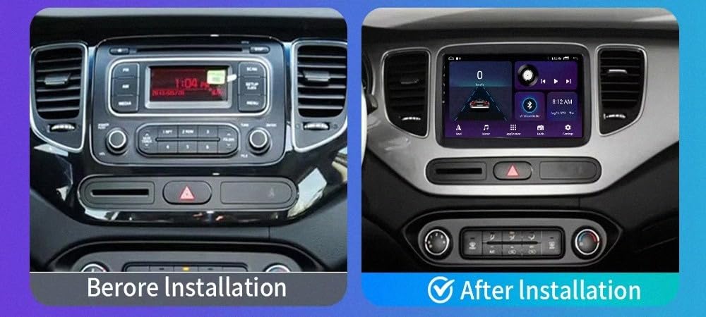 Autoradio Carplay & Android Auto pour Kia Carens 2014-2017 Car Play Voiture avec Bluetooth 5.0, Mirror Link, Navigation GPS, Aux, Commande Vocale, HD, 4 Nuclear 1G+32G