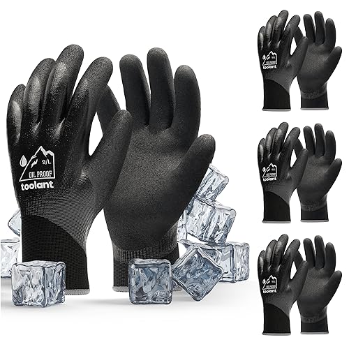 toolant Waterproof Winter Work Gloves, Double Nitrile Oil Resistant Grip