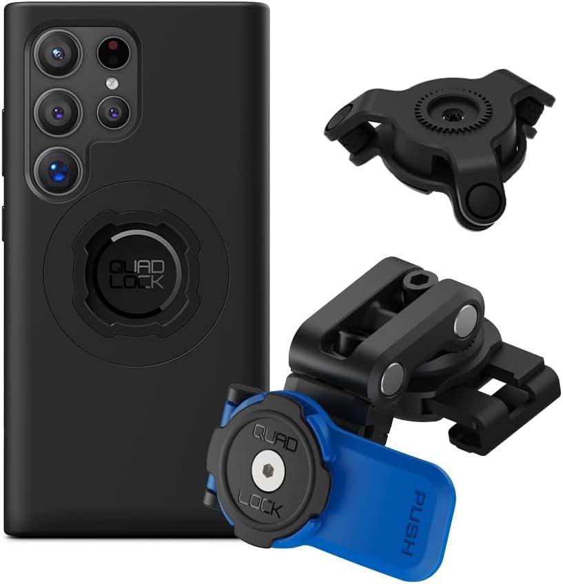 Quad Lock Brake Reservoir Motorcycle Phone Mount with Vibration Dampener and MAG Phone Case for Galaxy S24 Ultra