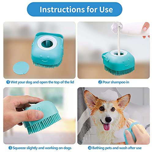 image for 2Pack Dog Bath Brush Scrubber Shampoo Dispenser Brush, Pet Bath Massag