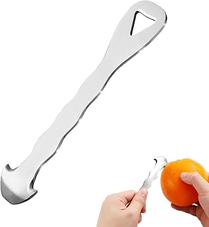 Orange Peeler, Safe Stainless Steel Citrus Lemon Fruit Peeler Metal Grapefruit Cutter with Hanging Hole Easy to Peel Fruit Carving Knife Tools for Home Kitchen Gadget (Silver)
