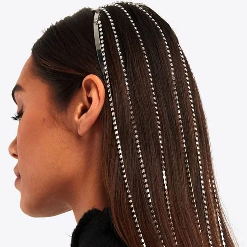 Soika® Rhinestone Long Tassel Hairdband | Bridal Tassel Headband | Hair Chain Jewellery with Crystal Rhinestones for Weddings and Parties (B0BSV2SVWG) Amazon Price History, Amazon Price Tracker