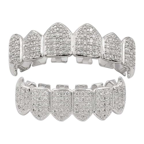 Grillz para dientes chapados en oro 18K estilo hip hop miniatura 1