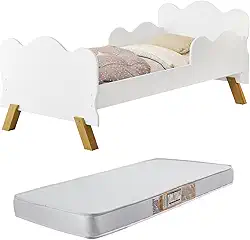 Mini Cama Angel com Grade de Proteção e Colchão. (Branco)