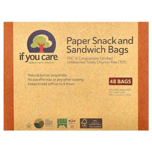 If You Care Bags - Snack And Sandwich - Paper - Unbleached - 48 Count - Case Of 12