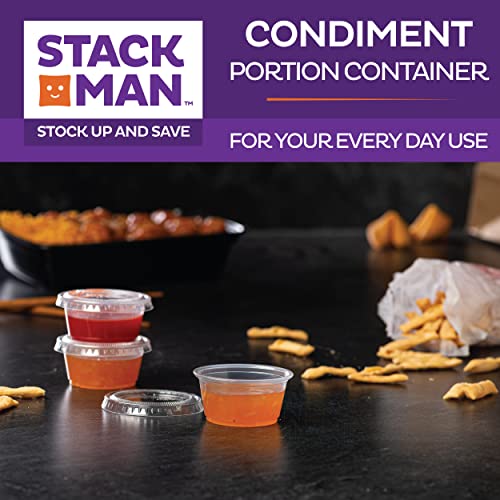[200 Sets - 2 Oz.] Small Plastic Containers With Lids, Jello Shot/ Condiment Cups, 2Oz Dipping Sauce & Salad Dressing Container, Disposable Mini Portion Souffl, Ramekins, Pudding Cup #TOP4